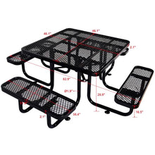 callmego Heavy-Duty Outdoor Steel Picnic Table with Umbrella Hole for Backyard, Patio, and Commercial Use (Black + Carbon Steel)
