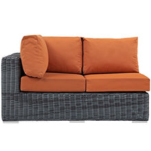 Modway Summon Outdoor Patio Left Arm Loveseat With Sunbrella Brand Tuscan Orange Canvas Cushions