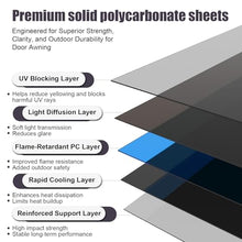 JYJNHOME 48x60 Inch Awning for Door Entrance,Polycarbonate Window Canopy Exterior Overdoor Shelter with Drainage,UV,Rain,Snow,Sun Shade Protection Outdoor Awnings for Outside,Patio,Porch,Deck,House