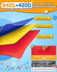 Whubefy Inflatable Bounce House Obstacle Course with Blower Red/Yellow/Blue/Green