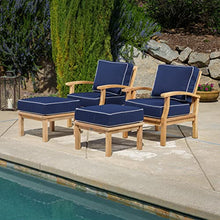 Tortuga Outdoor Jakarta Teak 4-Piece Club Chairs & 2 Ottomans Outdoor Furniture Set Brown