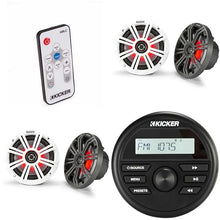 KICKER KMC2 Marine Grade Receiver & (2 Pair) 6.5" LED Speakers Bundle