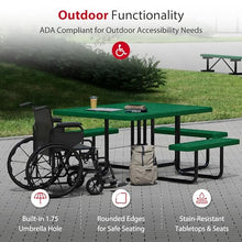Leisure Craft 46" ADA Square Metal Picnic Table with Bench, Made in USA