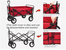OTQEFTN Camping Trolley Beach Trolley Folding Garden Trolley Cart Wagon Shopping Cart for Outdoor Camping Fishing Pull Truck with 4 Wheels Festival Trolley Folding Trolley