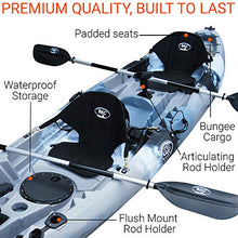BKC TK219 Tandem Sit-On-Top Fishing Kayak with Padded Seats and Paddles Grey Camo