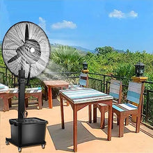 Oscillating Misting Fan, 3 Cooling Speeds, 11 Gallon Tank, Art Deco Pedestal Fan for Backyards, Patios and Factory Workshop
