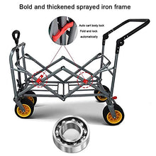 Heavy Duty Wheelbarrow Large All-Terrain Garden Cart Beach Wagons with Big Wheels with Brake Foldable Wagon Cart Suitable for Any Terrain (Blue)