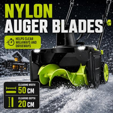 Snow Blower Battery Powered, 20-Inch Electric Snow Shovel, 25-Ft Throw 2Batteries