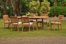 TeakStation 6 Seater 7 Pc Grade-A Teak Wood Dining Set: 94" Oval Table and 2 Stacking Arbor Arm & 4 Armless Chairs #TSDSABy
