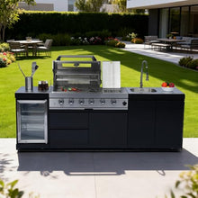 98" 4-Burner Outdoor Kitchen Island Modular BBQ Grill Black&Sivler LPG
