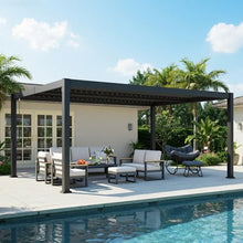 RoyalCraft 12'x16' Louvered Pergola, Heavy-Duty Outdoor Pergola, Metal Hardtop Pergola with Adjustable Roof for Patio, Deck, Garden, Yard, Dark Gray