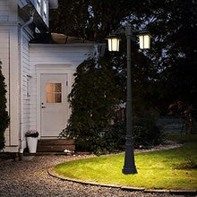 iumLeap Outdoor Lamp Post Light 2-Head Path Pillar Lamp Garden Exterior Pillar Post Light Glass Lantern Pole Light Afence Bollard Path Lamp Waterproof Ip65 Street Light Mains(25inch*114inch)
