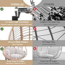 42” Extra Oversized Hanging Egg Chair with Stand, Weatherproof PE Rattan Wicker Swing Hammock Chair, Cushion & Waterproof Cover, 400lbs Capacity for Indoor Outdoor Patio, Garden Balcony & Bedroom