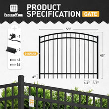 Fencer Wire Heavy Duty Arched Decorative Fence Gate, 4FT Height x 5FT Width Outdoor Fence Gate, Outdoor Anti-Rust Metal Steel Gate for Fencing Barrier, Garden Gate with Gate Lock