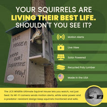 JCS Wildlife Squirrel House w/Wi-Fi Camera, Solar Panel, Predator Guard (Red/Gray)