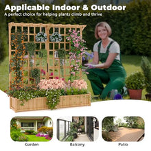 Dual-Section Wood Planter Box With Trellis For Outdoors,Raised Garden Bed For Hanging Baskets,1.4Ft Depth Large Planter Box With Hanging Roof & 8 Drainage Holes For Climbing Plant,Vegetables,Flowers