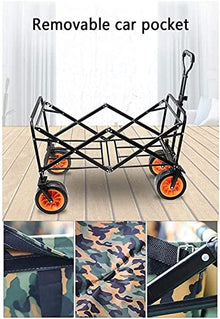 Outdoor Folding Utility Wagon Outdoor Shopping cart with Removable top, Portable Garden Stroller with Storage Basket, Foldable Beach Stroller, Load-Bearing 80 kg / 176 lb