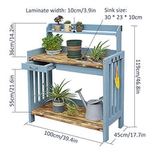 iumLeap Outdoor Sink Station Open Shelves with Hooks, Removable Sink & Drawer Gardening Bench Potting Table (Blue 100x45x119cm)