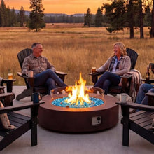 COSIEST Outdoor Propane Fire Pit Coffee Table w Dark Bronze 40.5-inch Round Base Patio Heater, Certified, 50,000 BTU Stainless Steel Burner, Wind Guard, Aqua Blue Fire Glass, Waterproof Cover