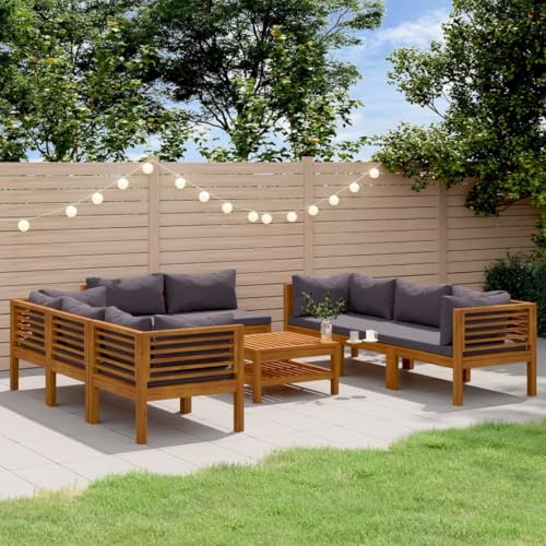 DYRJDJWIDHW Outdoor Seating,Porch Chairs,Outdoor Rocking Chair,9 Piece Patio Lounge Set with Cushion Solid Acacia WoodSuitable for Patio, Garden, Gazebo Low