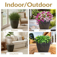 Sunnydaze Anjelica 24'' Large Plastic Planter Pot for Plants, Sable, 4pk