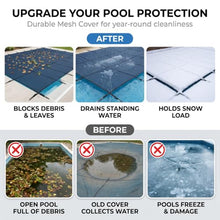 FammyLoft Inground Pool Safety Cover Fits 28x48ft Pools, Winter Pool Covers for Inground Pools, Swimming Pool Cover with Hardware Kit Included, Triple Stitched Mesh, Blue