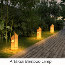 Smilkat Solar Bamboo Lights Outdoor, Waterproof Resin Lamps with Natural Design, Powered Landscape Lighting for Yard and Pathway (Solar,3-Pack Green)