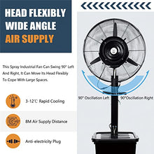 DFEDHF 90° Oscillating Fan with Mister, 3 Power Settings Misting Fan with 12 Gallon Large Capacity Tank, Industrial Outdoor Patio Garage Cooling Fan