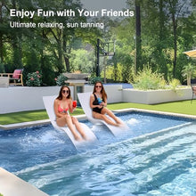 Aqua Blue Pool Lounge Chairs Set of 2 White