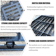 CYHTYM Ductile Iron Gully Grid Drain Cover and Frame Heavy-Duty Drainage Grates Outdoor, Suitable for Gardens, Garages, and Courtyards(75x45x4cm/29.5x17.7x1.4in)