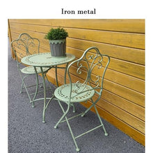 Dexinhdh Set of 3 Patio Bistro Set, Outdoor Side Tables & Garden Chair, Retro and Old Texture, Portable Metal Picnic Tables with Large Tabletop & 2 Chairs for Yard Backyard(Green)