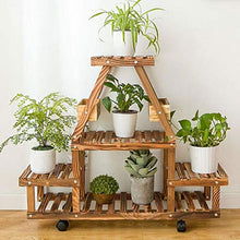 OJKJGYTF Plant Stands,Balcony Living Room Indoor Wheeled Multilayer Flower Stand,Wood Flower Shelf Can Move Flower Standnishings