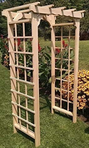 Amish-Made Morgan Style Pine Arbor - 3' Wide Walkthrough, Redwood Stain
