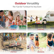 Leisure Craft 46" Square Metal Picnic Table with Bench for 8, Made in USA