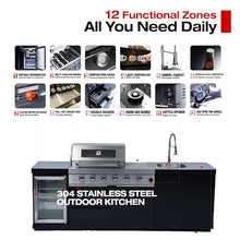 98" 4-Burner Outdoor Kitchen Island Modular BBQ Grill Black&Sivler LPG