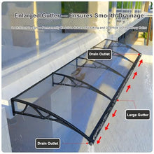 Outdoor Front Door Patio Awning, UV Resistant Polycarbonate, Sun Rain Shelter with Aluminum Brackets (100x280cm)
