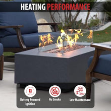 AMS 55" Concrete Propane Fire Pit Table with Tank Cover (Wavy Dark Gray)