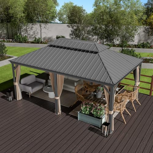 Yardsight 12' x 18' Hardtop Gazebo with Aluminum Frame and Steel Double Roof