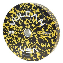 VULCAN 230 lb Alpha Bumper Plate Set Blue Fleck Yellow Fleck Green Fleck Grey Fleck