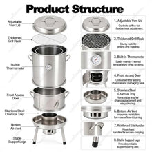 Charcoal Smoker,Vertical BBQ Grill,Vertical Barrel-Style Charcoal Grill