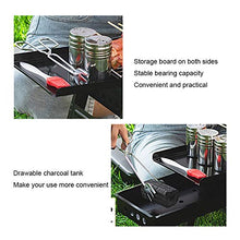 Portable BBQ Grill Black Portable Barbecue Smoker Grill BBQ for Outdoor Cooking Camping Hiking Party Cold Rolled Iron Charcoal Grill Set,34.3"×7.9"×14.4"