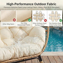 NICESOUL Stationary Egg Chair Indoor Outdoor Wicker Oversized Thick Cushions Egg Shaped Loveseat Chair, Egg Basket Lounge Chair with Ottoman Footrest for Patio Balcony Porch Bedroom Beige