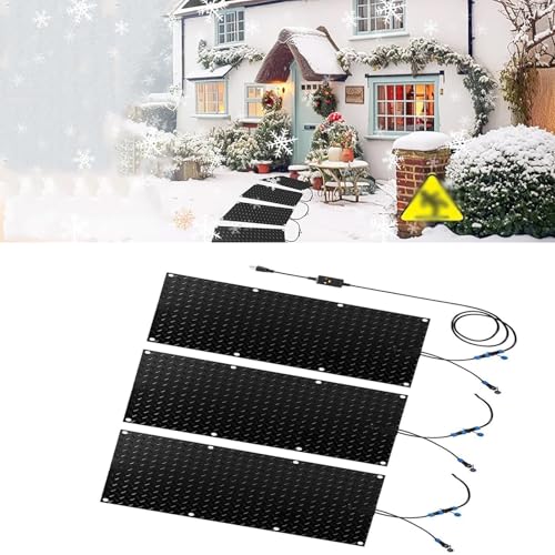 ZGHQHCDRH Snow Melting Mats for Driveways and Walkways - No-Slip Electric Entrance Mats with Power Cord for Winter Snow Removal(40x120cmx3Pcs)