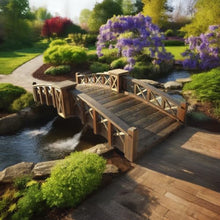 SamsGazebos Secret Garden Bridge with Half-Halved Lattice Rails 7 ft Brown