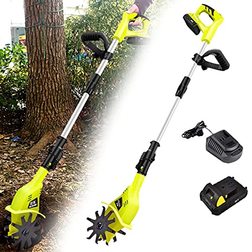 Garden Tiller,Electric Rotavator 5200Mah Lithium Battery Cordless Cultivator with Blades Rotavators for The Garden 65 Manganese Electric Garden Tiller Tiller Rotavator