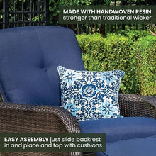 Hanover Strathmere Outdoor Recliner Chair with Navy Blue Cushions