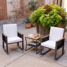 East Green Linden Rocking Chair Patio Conversation Set - Modern Outdoor Seating Crafted from Aluminum and Teak