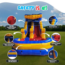 Blue Wave Inflatable Water Slide for Kids and Adults with Splash Pool, Commercial Grade Backyard Water Park with Slide, Outdoor Fun, Works with Water or Dry Play, 21ft x 9ft x 12ft - with Blower