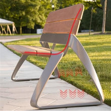 VHDY85KA Park Backbacked Courtyard Park Bench, Stainless Steel, Outdoor Leisure Chair on Porch Garden Pool Lawn Entryway(Large)