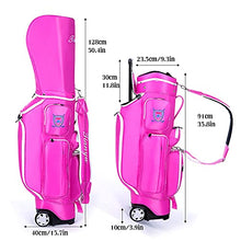 ACXZ Golf Trolley Bag with Wheels, Shoulder Strap, 5 Dividers, Pink
